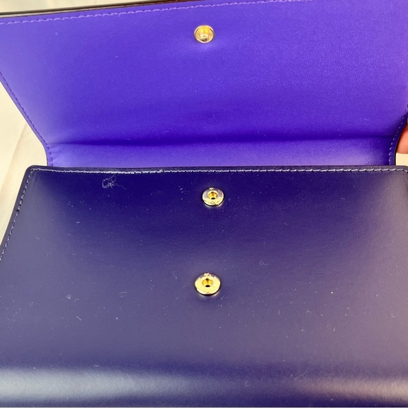 Kate Spade Crossbody Purse Blue Purple Snap Closure Card Holder Zip Pocket - Picture 6 of 10